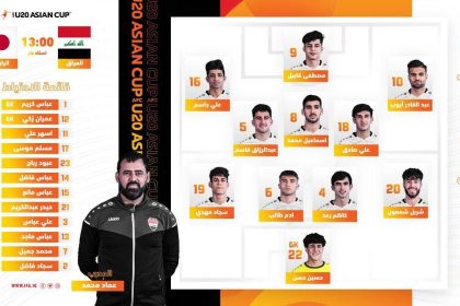 التشكيلة الأساسية للمنتخب الشبابي العراقي أمام نظيره الياباني