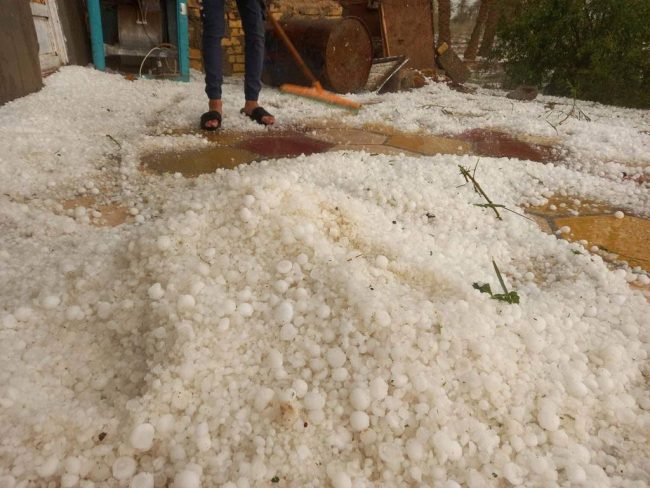 بالصور.. تساقط للحالوب والأمطار بصورة غير مسبوقة في النجف