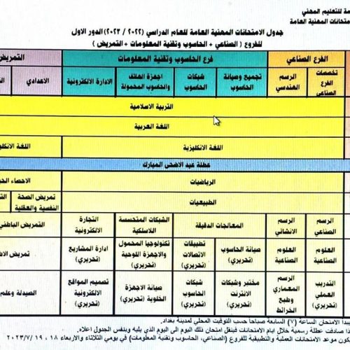 التربية تعلن جدول الامتحانات الوزارية للدراسة المهنية بعد تضمينه عطلة العيد