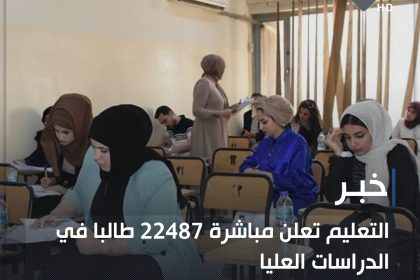 ‏التعليم تعلن مباشرة 22487 طالبا في الدراسات العليا