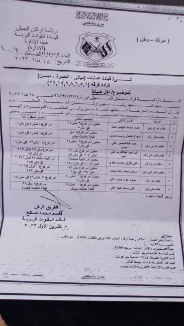 بالوثائق.. تغييرات كبيرة في المناصب العليا بقيادة القوات البرية