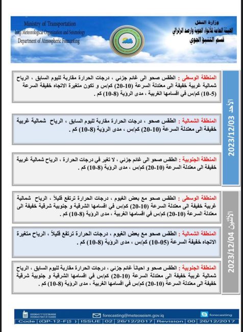 طقس العراق.. غيوم متفرقة وارتفاع بدرجات الحرارة خلال الأيام المقبلة