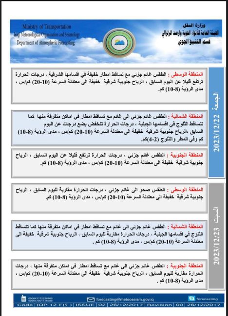 طقس العراق.. ثلوج وأمطار وانخفاض درجات الحرارة خلال الأيام المقبلة