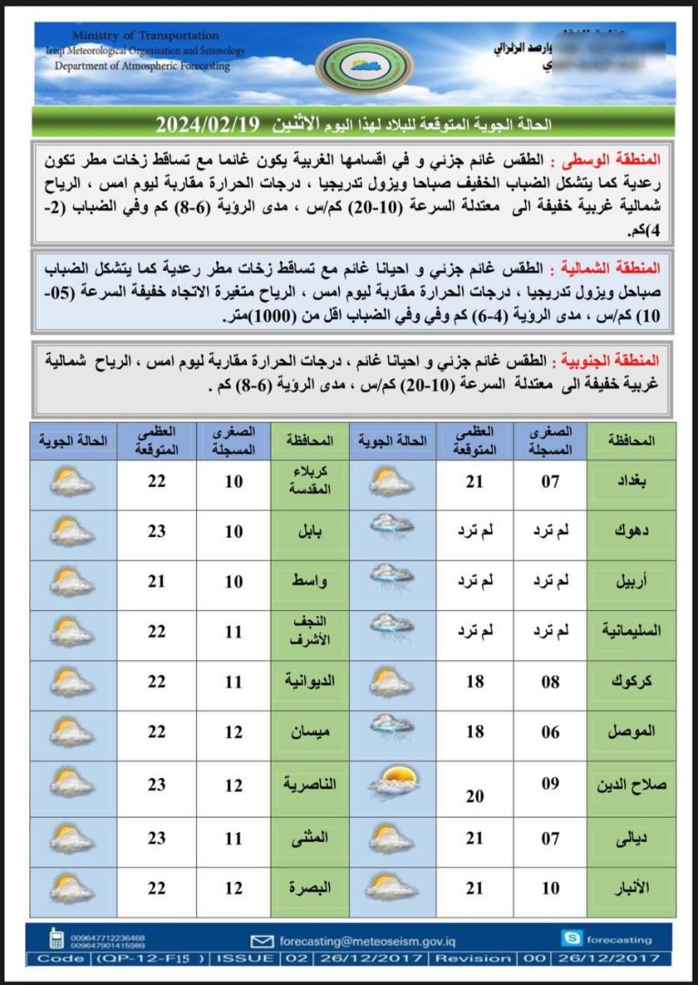 طقس العراق.. فرصة لهطول أمطار وارتفاع بدرجات الحرارة خلال الأيام المقبلة
