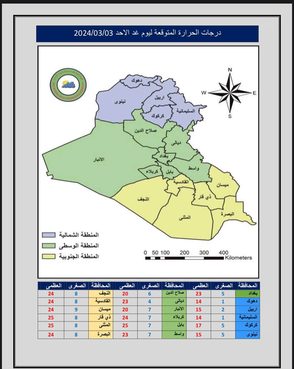 طقس العراق.. أمطار وغبار وانخفاض بدرجات الحرارة خلال الأيام المقبلة