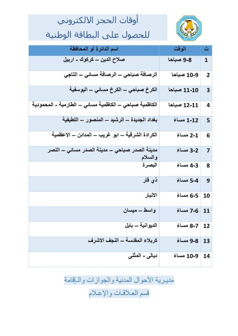 الداخلية تحدد أوقات الحجز الإلكتروني للحصول على البطاقة الوطنية