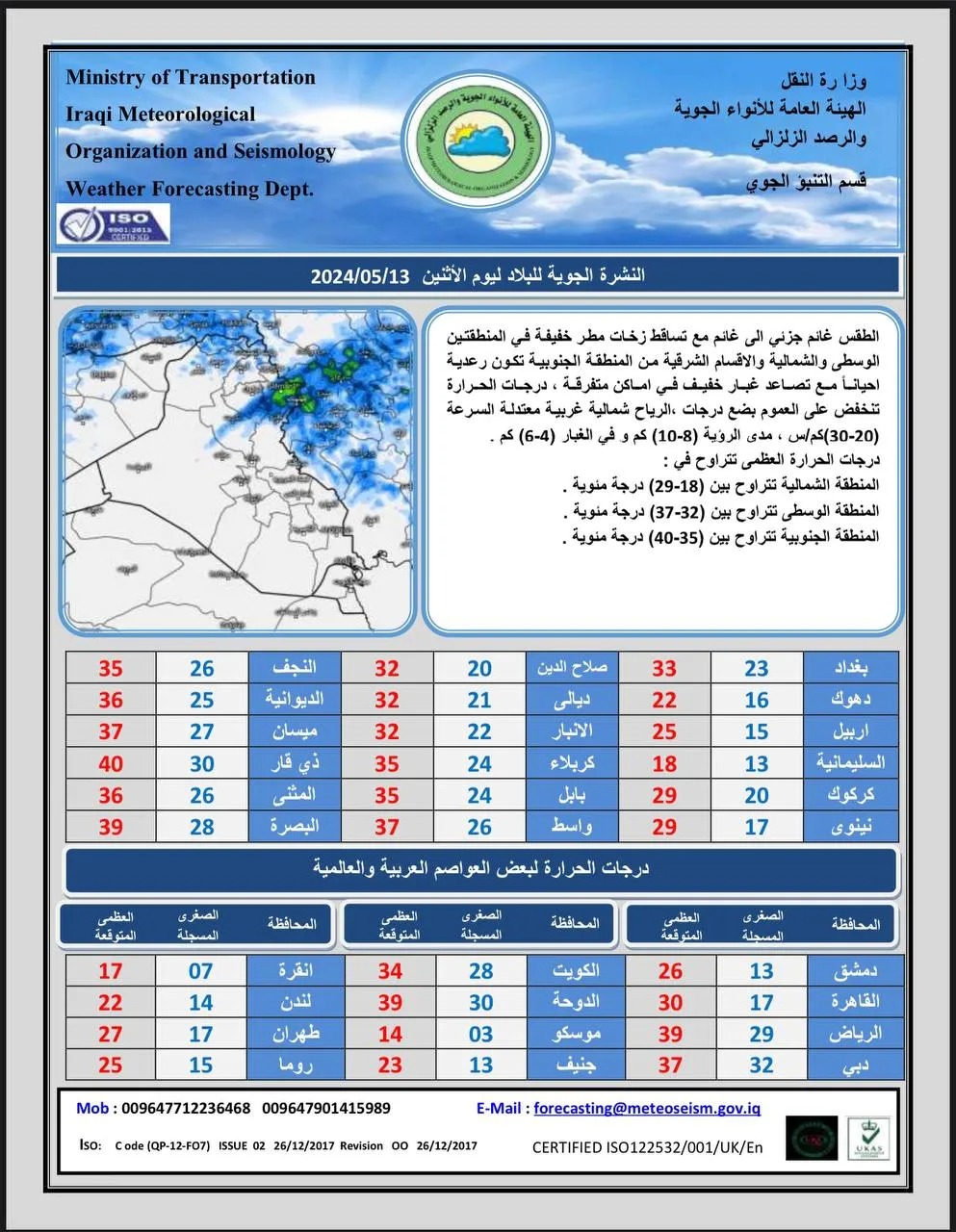 طقس العراق.. أمطار خفيفة وارتفاع في درجات الحرارة خلال الأيام المقبلة