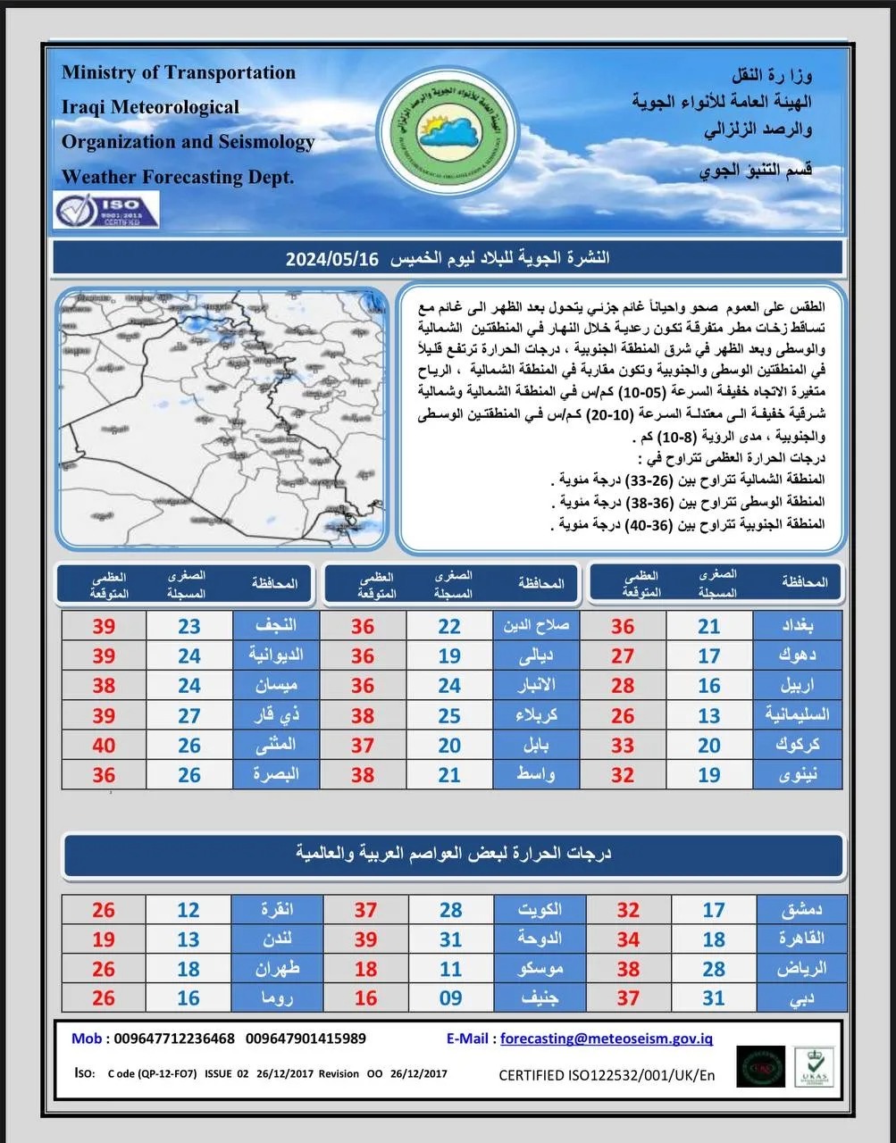 طقس العراق.. غبار وارتفاع بدرجات الحرارة خلال الأيام المقبلة