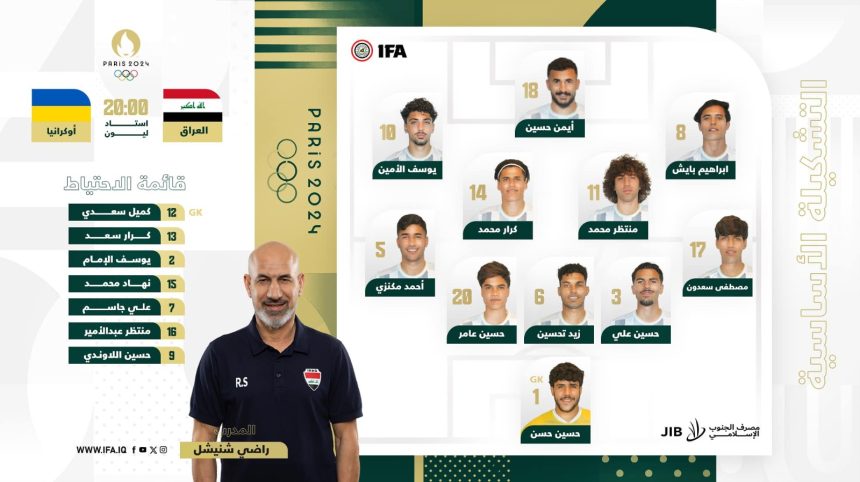 الرشيد تنشر تشكيلة مُنتخبنا الأولمبيّ الأساسية لمُواجهةِ منتخب أوكرانيا