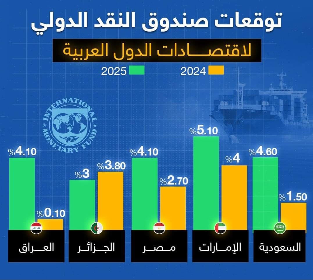 بضمنها العراق.. صندوق النقد يتوقع تسارعًا قويًا لنمو اقتصادات معظم الدول العربية في 2025 