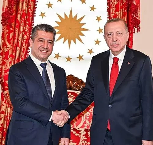 أردوغان يستقبل رئيس حكومة إقليم كردستان مسرور بارزاني في أنقرة