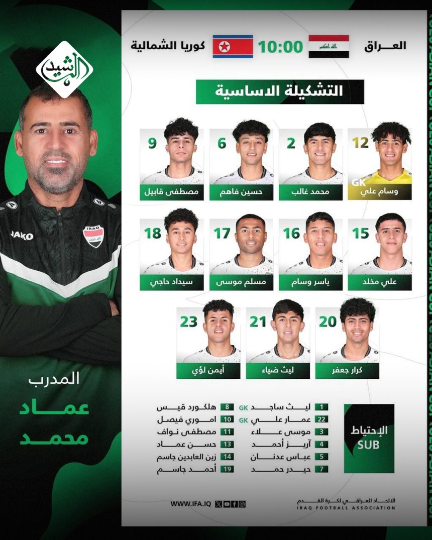 ‏مدرب منتخب الشباب يعلن التشكيلة النهائية لمواجهة كوريا الشمالية‬