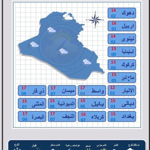 طقس العراق.. أمطار وثلوج وانخفاض درجات الحرارة خلال الأيام المقبلة