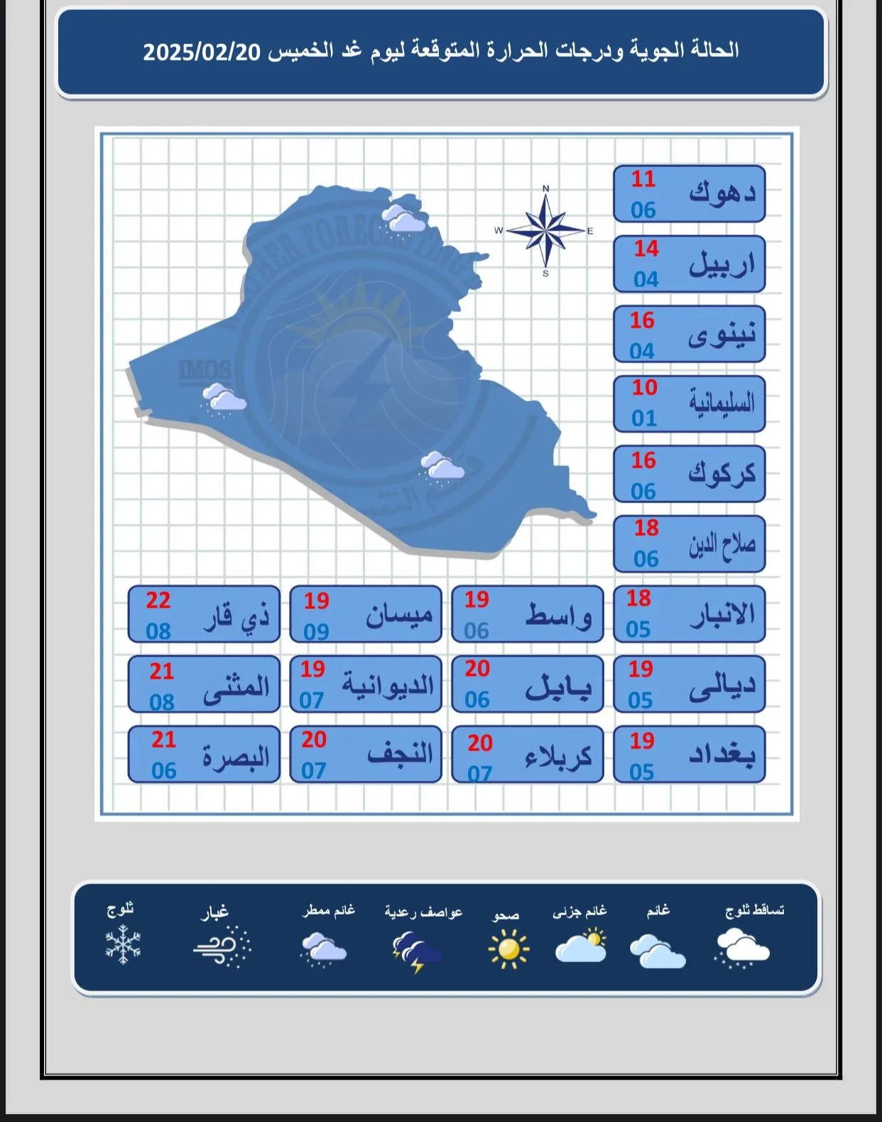 ‏طقس العراق.. أمطار وعواصف ترابية خلال الأيام المقبلة‬