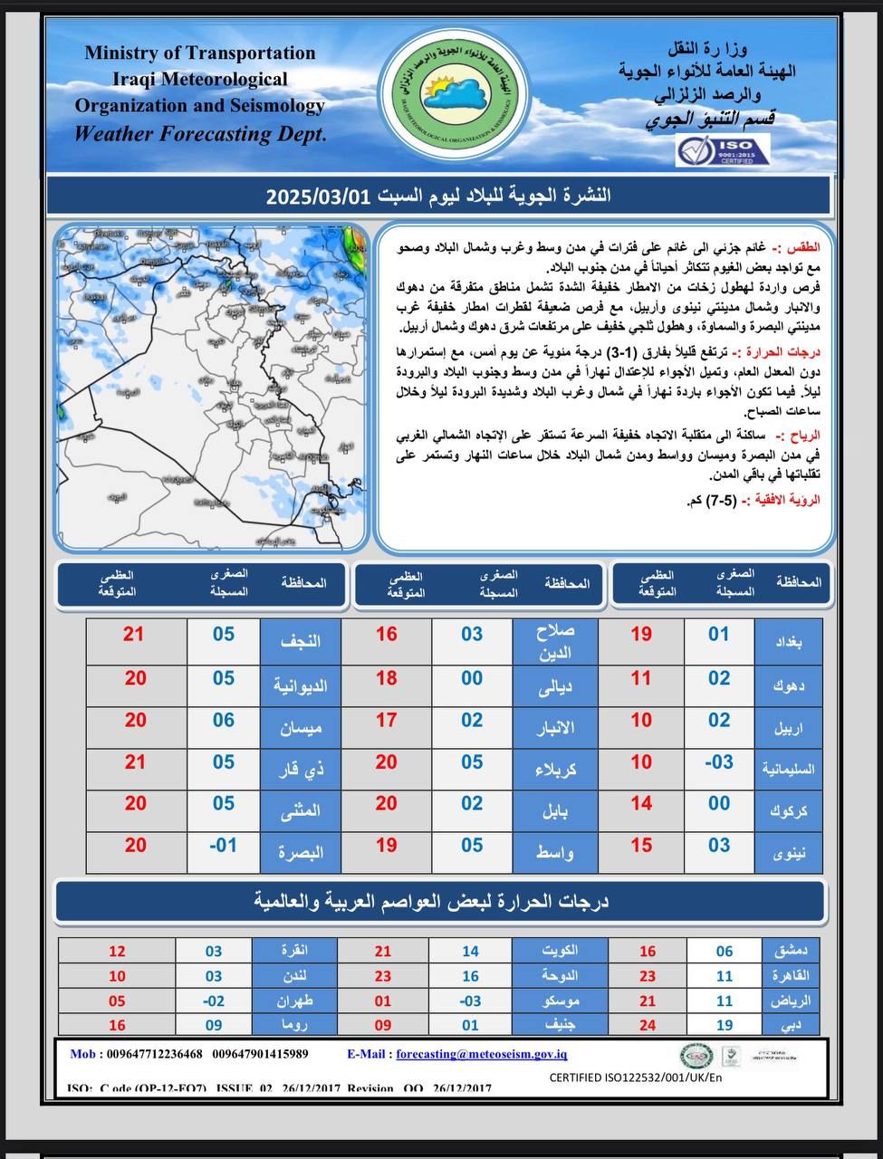 طقس العراق.. أمطار وارتفاع بدرجات الحرارة خلال الأيام المقبلة