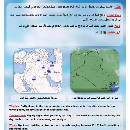 طقس العراق.. أمطار متفرقة وانخفاض درجات الحرارة خلال الأيام المقبلة