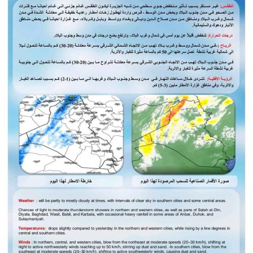 طقس العراق.. أمطار وانخفاض بدرجات الحرارة خلال الأيام المقبلة