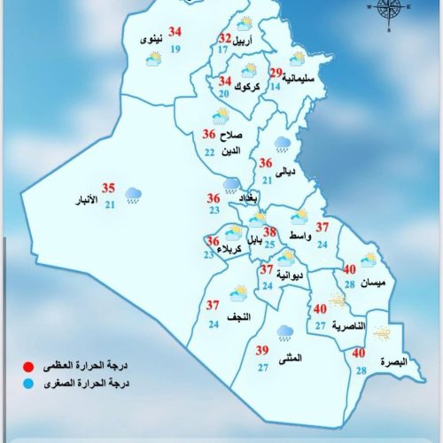 طقس العراق.. غبار وارتفاع بدرجات الحرارة خلال الأيام المقبلة